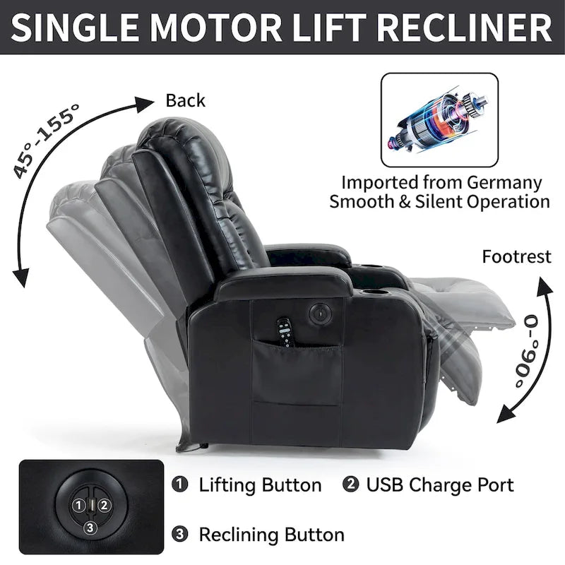 Heavy Duty Power Lift Recliner Chair for Elderly with Massage and Lumbar Heating