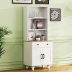 Farmhouse Storage Cabinet with 4 Solid Wood Gourd-Shaped Legs