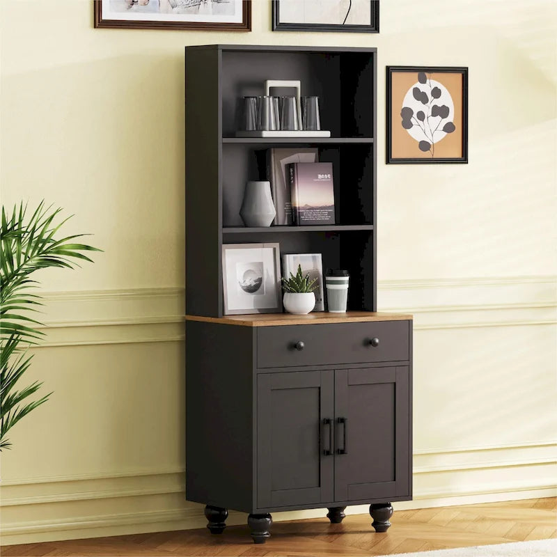 Farmhouse Storage Cabinet with 4 Solid Wood Gourd-Shaped Legs