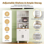 Farmhouse Storage Cabinet with 4 Solid Wood Gourd-Shaped Legs