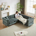81.5  Chesterfield Chenille L-Shaped Corner Sectional Sofa with Tufted Backrest