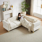 81.5  Chesterfield Chenille L-Shaped Corner Sectional Sofa with Tufted Backrest