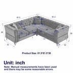 81.5  Chesterfield Chenille L-Shaped Corner Sectional Sofa with Tufted Backrest