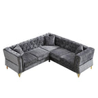 81.5  Chesterfield Chenille L-Shaped Corner Sectional Sofa with Tufted Backrest