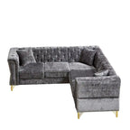 81.5  Chesterfield Chenille L-Shaped Corner Sectional Sofa with Tufted Backrest