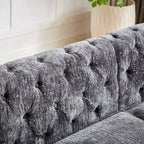 81.5  Chesterfield Chenille L-Shaped Corner Sectional Sofa with Tufted Backrest