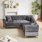 81.5  Chesterfield Chenille L-Shaped Corner Sectional Sofa with Tufted Backrest