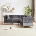 81.5  Chesterfield Chenille L-Shaped Corner Sectional Sofa with Tufted Backrest