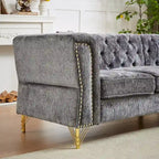 81.5  Chesterfield Chenille L-Shaped Corner Sectional Sofa with Tufted Backrest