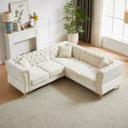 81.5  Chesterfield Chenille L-Shaped Corner Sectional Sofa with Tufted Backrest