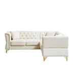 81.5  Chesterfield Chenille L-Shaped Corner Sectional Sofa with Tufted Backrest