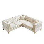 81.5  Chesterfield Chenille L-Shaped Corner Sectional Sofa with Tufted Backrest