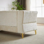 81.5  Chesterfield Chenille L-Shaped Corner Sectional Sofa with Tufted Backrest