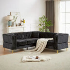 81.5  Chesterfield Chenille L-Shaped Corner Sectional Sofa with Tufted Backrest