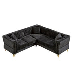 81.5  Chesterfield Chenille L-Shaped Corner Sectional Sofa with Tufted Backrest