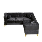 81.5  Chesterfield Chenille L-Shaped Corner Sectional Sofa with Tufted Backrest
