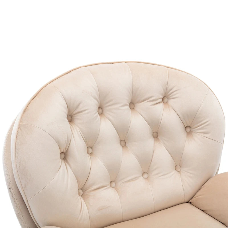 Beige Modern 31.7  Swivel Accent Chair with Ottoman