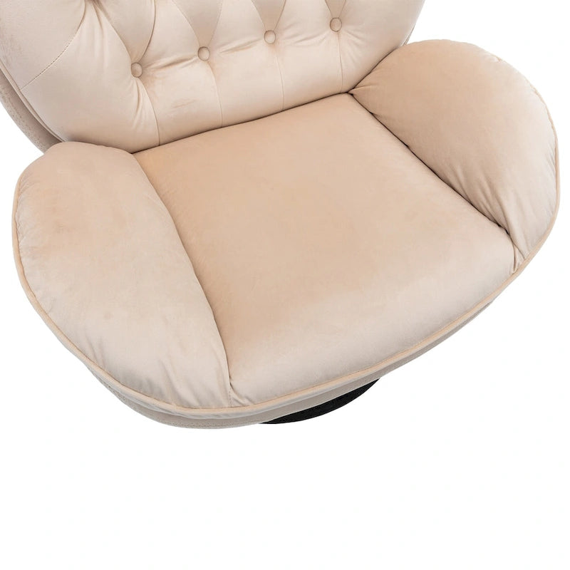 Beige Modern 31.7  Swivel Accent Chair with Ottoman