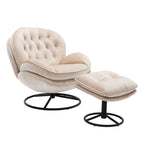Beige Modern 31.7  Swivel Accent Chair with Ottoman