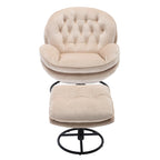 Beige Modern 31.7  Swivel Accent Chair with Ottoman