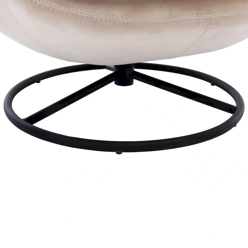 Beige Modern 31.7  Swivel Accent Chair with Ottoman