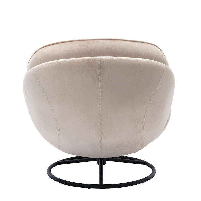 Beige Modern 31.7  Swivel Accent Chair with Ottoman