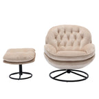 Beige Modern 31.7  Swivel Accent Chair with Ottoman