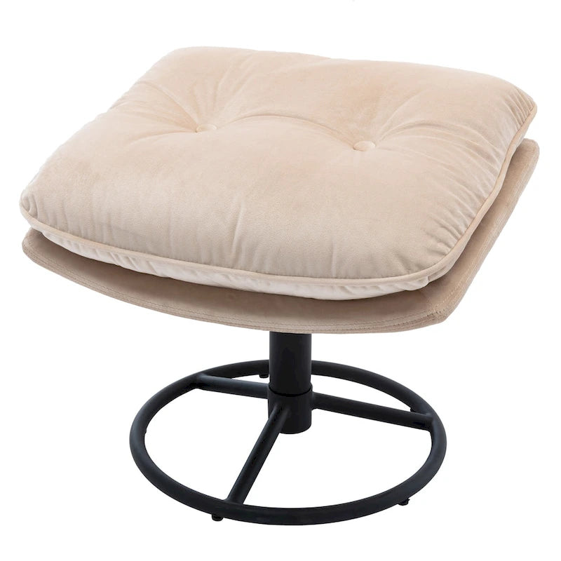 Beige Modern 31.7  Swivel Accent Chair with Ottoman