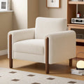 White 33.5  Upholstered Accent Chair with Walnut Legs