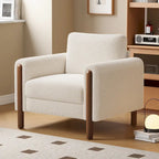 White 33.5  Upholstered Accent Chair with Walnut Legs