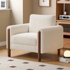 White 33.5  Upholstered Accent Chair with Walnut Legs