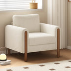 White 33.5  Upholstered Accent Chair with Walnut Legs