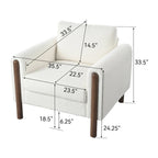 White 33.5  Upholstered Accent Chair with Walnut Legs