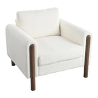 White 33.5  Upholstered Accent Chair with Walnut Legs