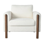 White 33.5  Upholstered Accent Chair with Walnut Legs