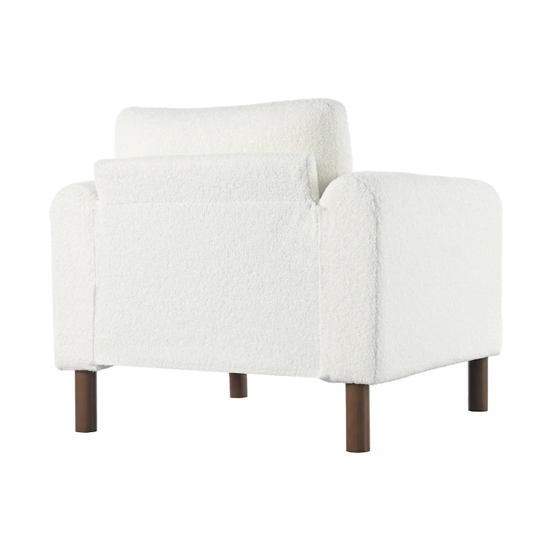 White 33.5  Upholstered Accent Chair with Walnut Legs