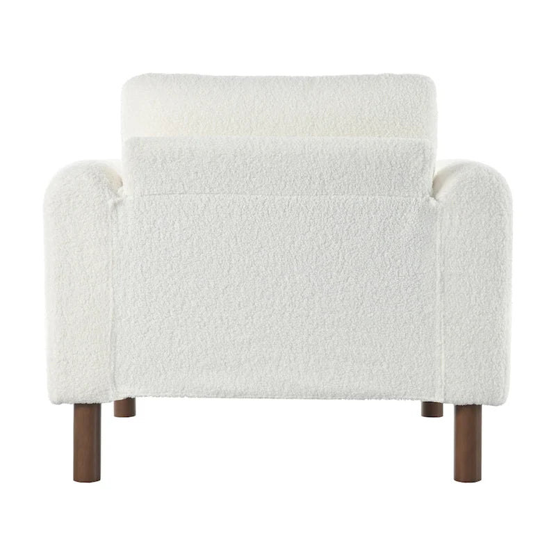 White 33.5  Upholstered Accent Chair with Walnut Legs