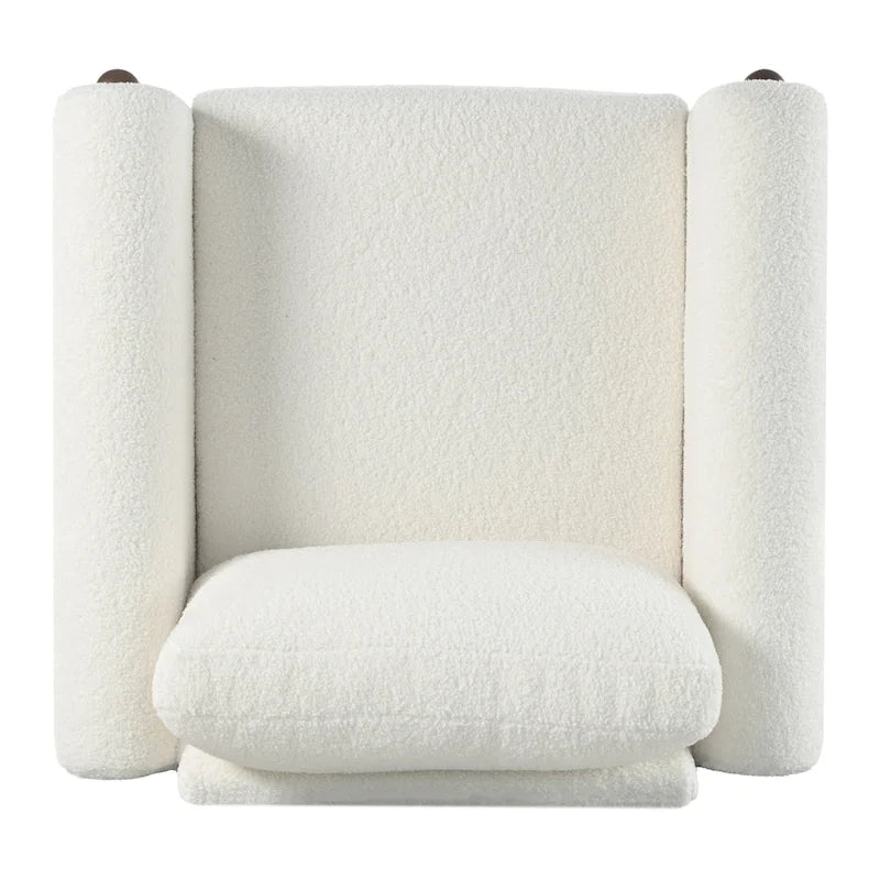 White 33.5  Upholstered Accent Chair with Walnut Legs