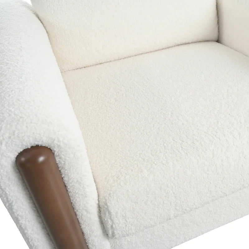 White 33.5  Upholstered Accent Chair with Walnut Legs