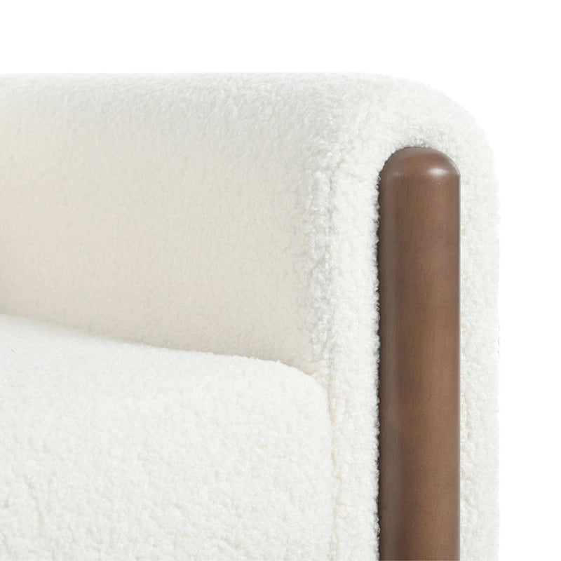White 33.5  Upholstered Accent Chair with Walnut Legs