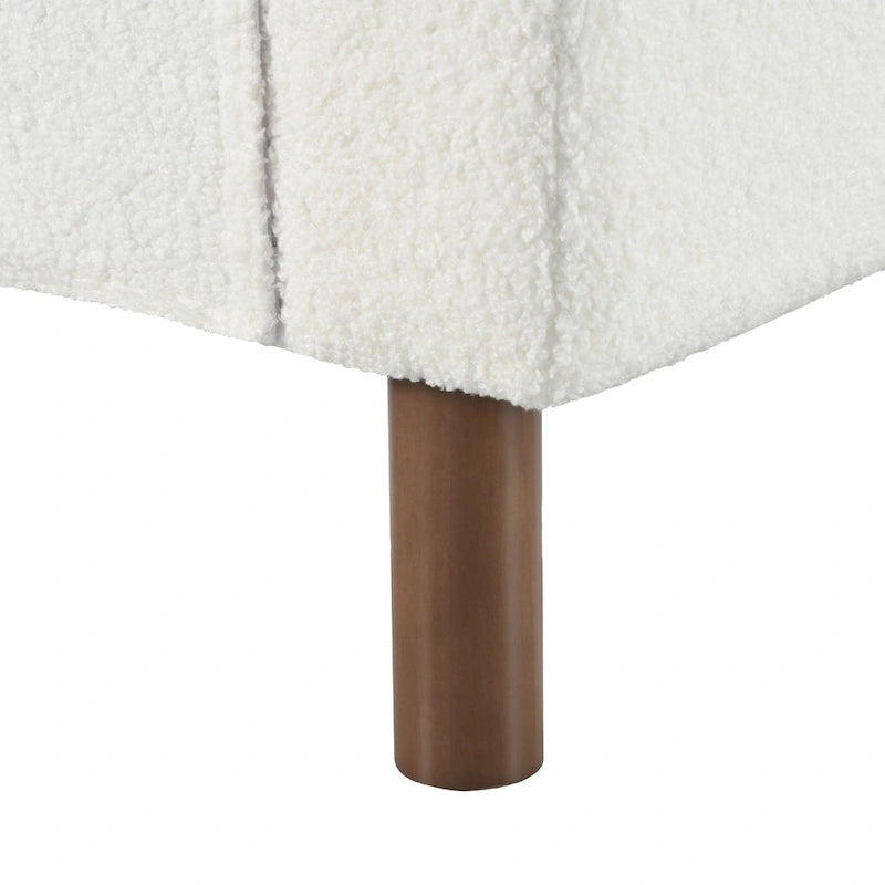 White 33.5  Upholstered Accent Chair with Walnut Legs