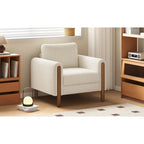 White 33.5  Upholstered Accent Chair with Walnut Legs