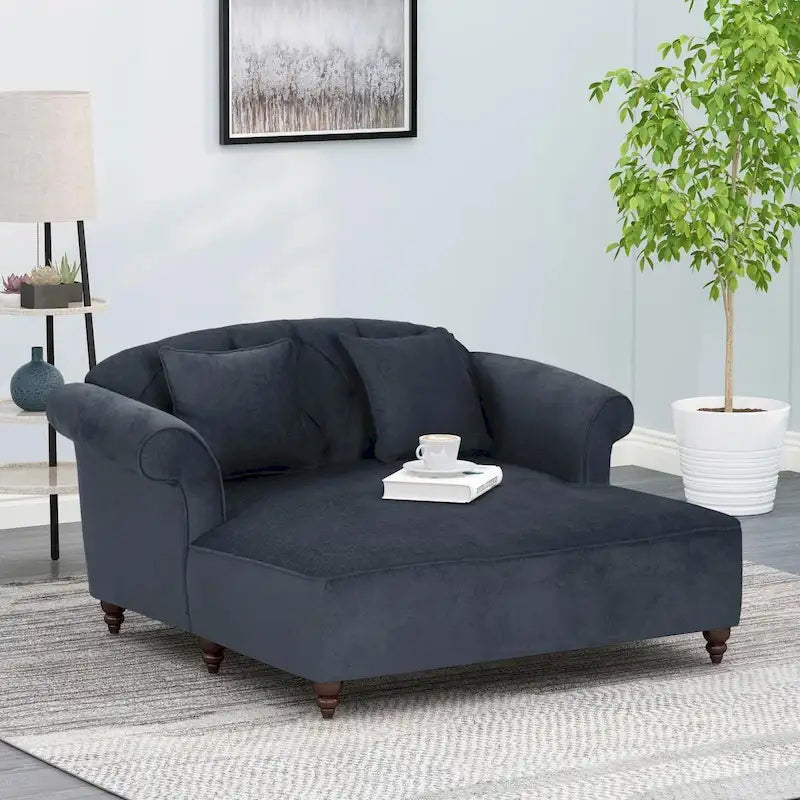 66  Upholstered Loveseat Chaise Lounge Chair with Birch Legs