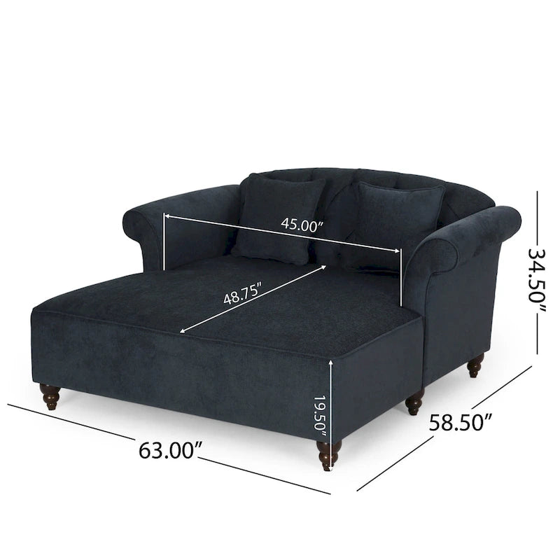66  Upholstered Loveseat Chaise Lounge Chair with Birch Legs