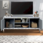 59  TV Stand with Diamond-Shaped Mirror Doors and Storage for TVs Up to 65