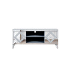 59  TV Stand with Diamond-Shaped Mirror Doors and Storage for TVs Up to 65