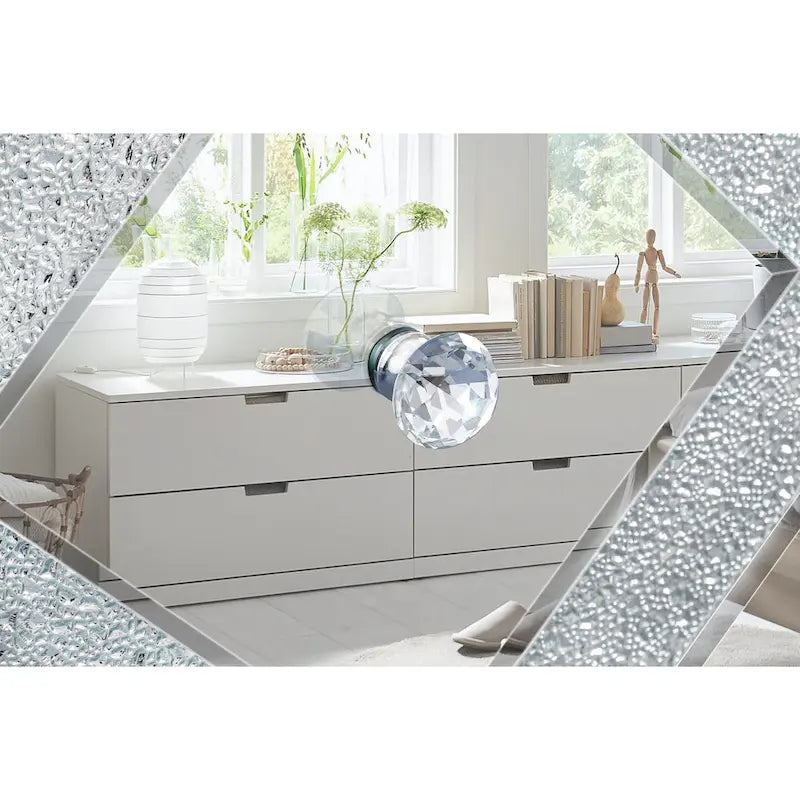 59  TV Stand with Diamond-Shaped Mirror Doors and Storage for TVs Up to 65
