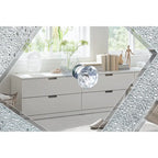 59  TV Stand with Diamond-Shaped Mirror Doors and Storage for TVs Up to 65