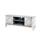 59  TV Stand with Diamond-Shaped Mirror Doors and Storage for TVs Up to 65