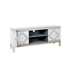 59  TV Stand with Diamond-Shaped Mirror Doors and Storage for TVs Up to 65